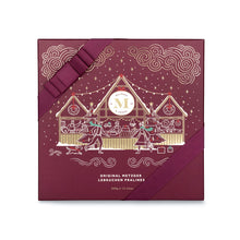 Load image into Gallery viewer, Metzger is pleased to bring you the magic of Viennese Christmas markets with a luxury chocolate box in bordeaux red, filled with 25 delectable Lebkuchen pralines. Each praline is layered with Lebkuchen 'honey cake' and filled with marzipan, nuts or fruit jams and jellies, encased in rich chocolate. Vegetarian friendly.
