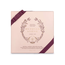 Load image into Gallery viewer, A perfect gift for a special occasion. Metzger's signature luxury box in delicate pink, filled with with 16 delectable Lebkuchen chocolate pralines. Each praline is layered with Lebkuchen 'honey cake' and filled with marzipan, nuts or fruit jams and jellies, encased in rich chocolate. Suitable for vegetarians.