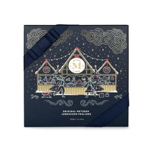 Load image into Gallery viewer, Metzger is pleased to bring you the magic of Viennese Christmas markets with a luxury chocolate box in navy, filled with 25 delectable Lebkuchen pralines. Each praline is layered with Lebkuchen &#39;honey cake&#39; and filled with marzipan, nuts or fruit jams and jellies, encased in rich chocolate. Suitable for vegetarians.