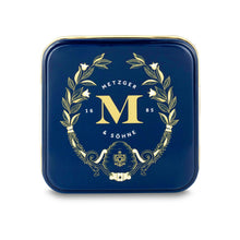 Load image into Gallery viewer, Petit Metzger signature tin in blue filled with 4 different Lebkuchen &#39;honey cake&#39; pralines.