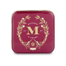 Load image into Gallery viewer, Petit Metzger signature tin in red filled with 4 different Lebkuchen &#39;honey cake&#39; pralines.