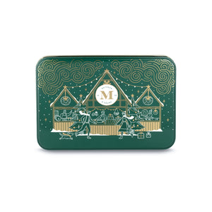 Metzger is pleased to bring you the magic of Viennese Christmas markets with a luxury chocolate tin in emerald green, filled with 12 delectable Lebkuchen pralines. Each praline is layered with Lebkuchen 'honey cake' and filled with marzipan, nuts or fruit jams and jellies, encased in rich chocolate. Vegetarian.